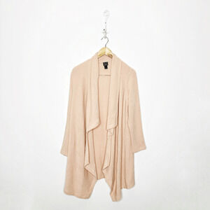 CLARA SUN WOO Cozy Sweater Knit Draped Cardigan Open front Knit pink womens L